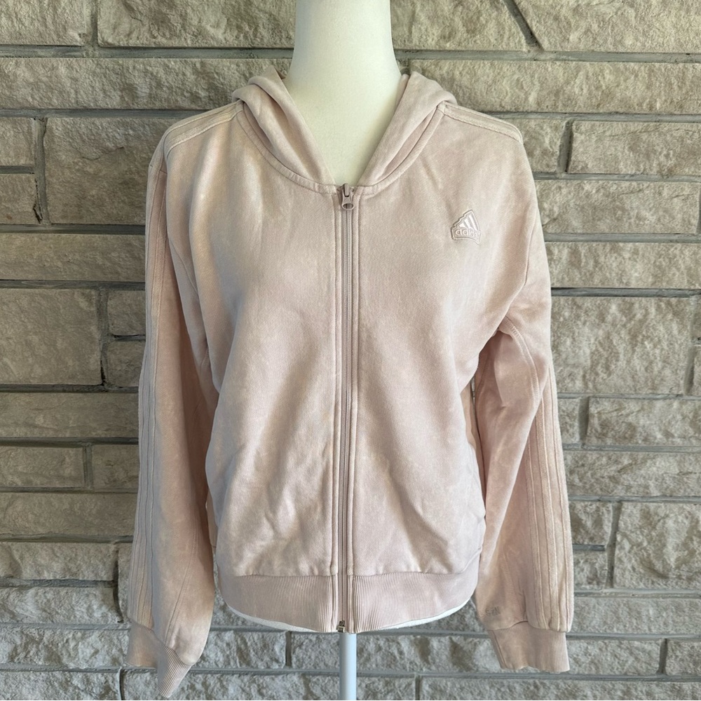 Pink Adidas full zip hoodie. Size M